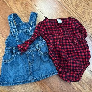 Overalls and flannel onesie